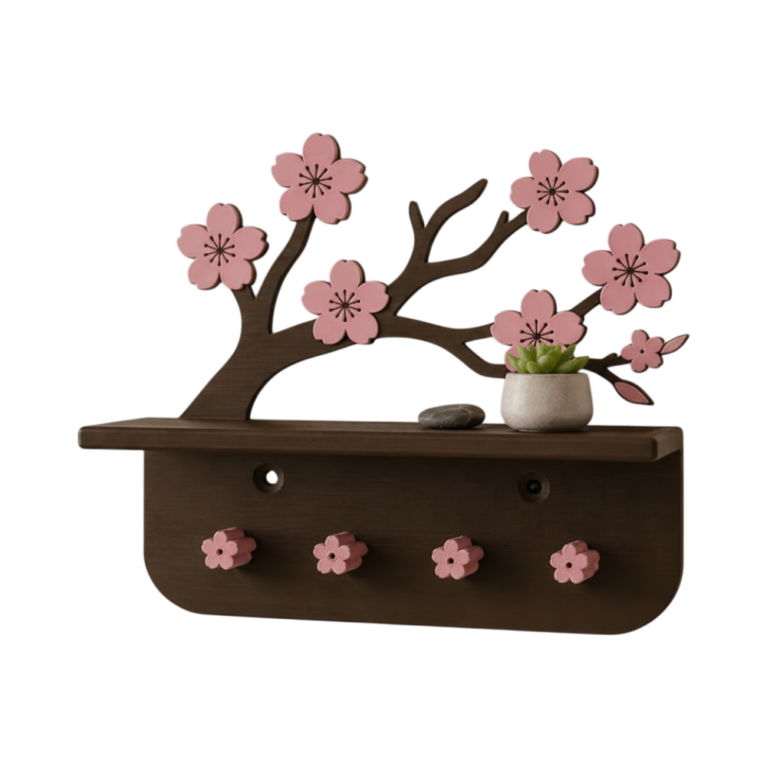 Cherry Blossom Wall Shelf & Key Holder