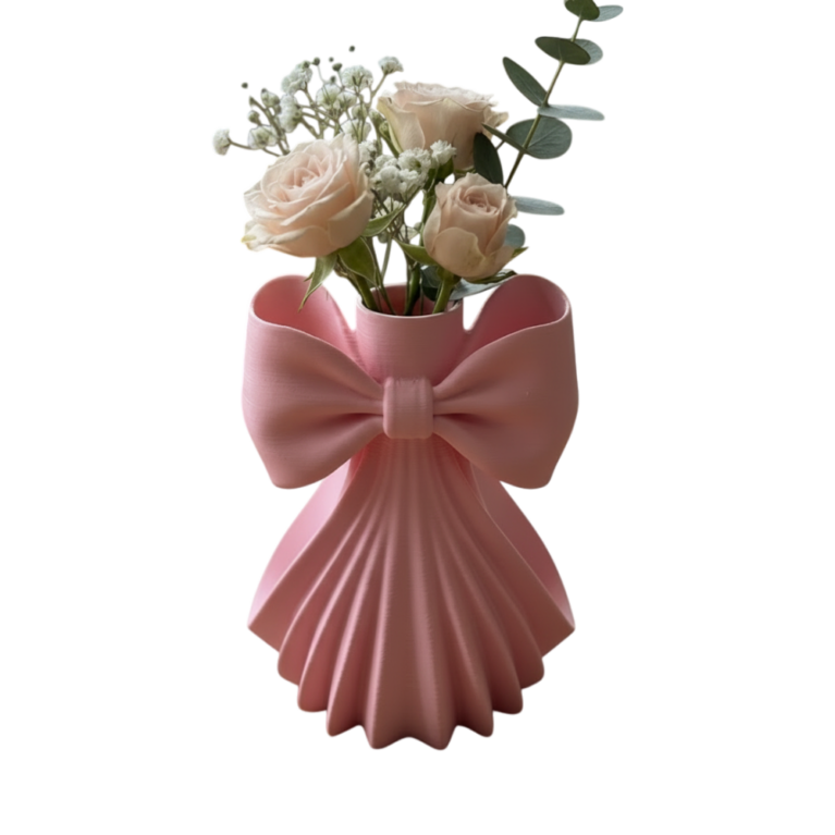 Coquette Bow Bud Vase - Elegant Ribbed Decor