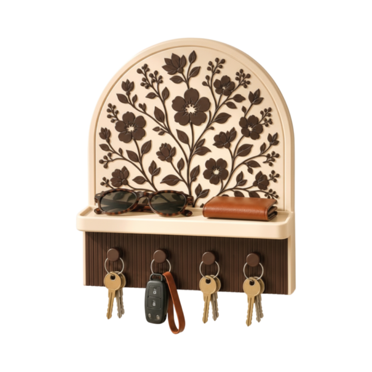 Floral Key Holder with Tray Wall Mount
