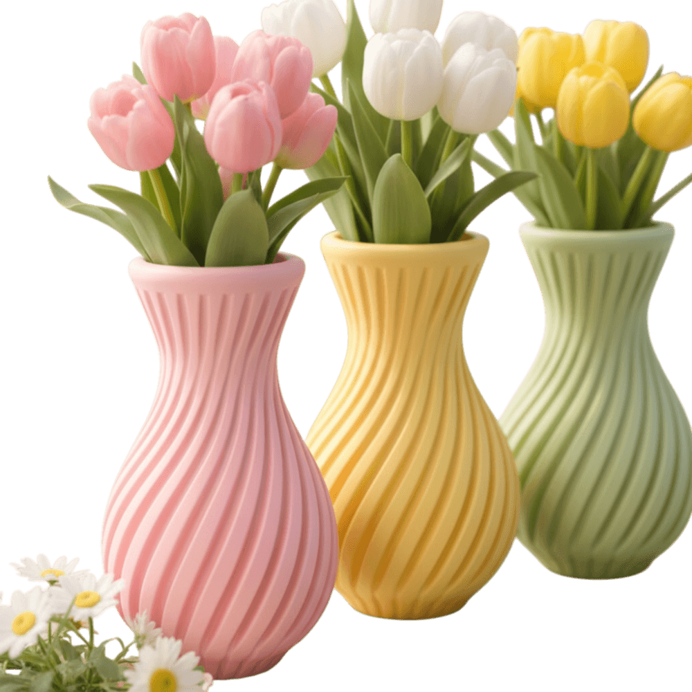 Flower Vase - Spring Twist, three-quarter left view