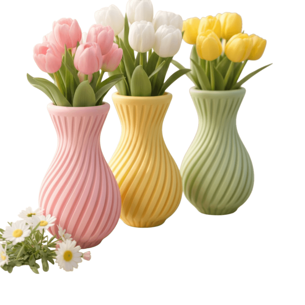 Flower Vase - Spring Twist, three-quarter right view
