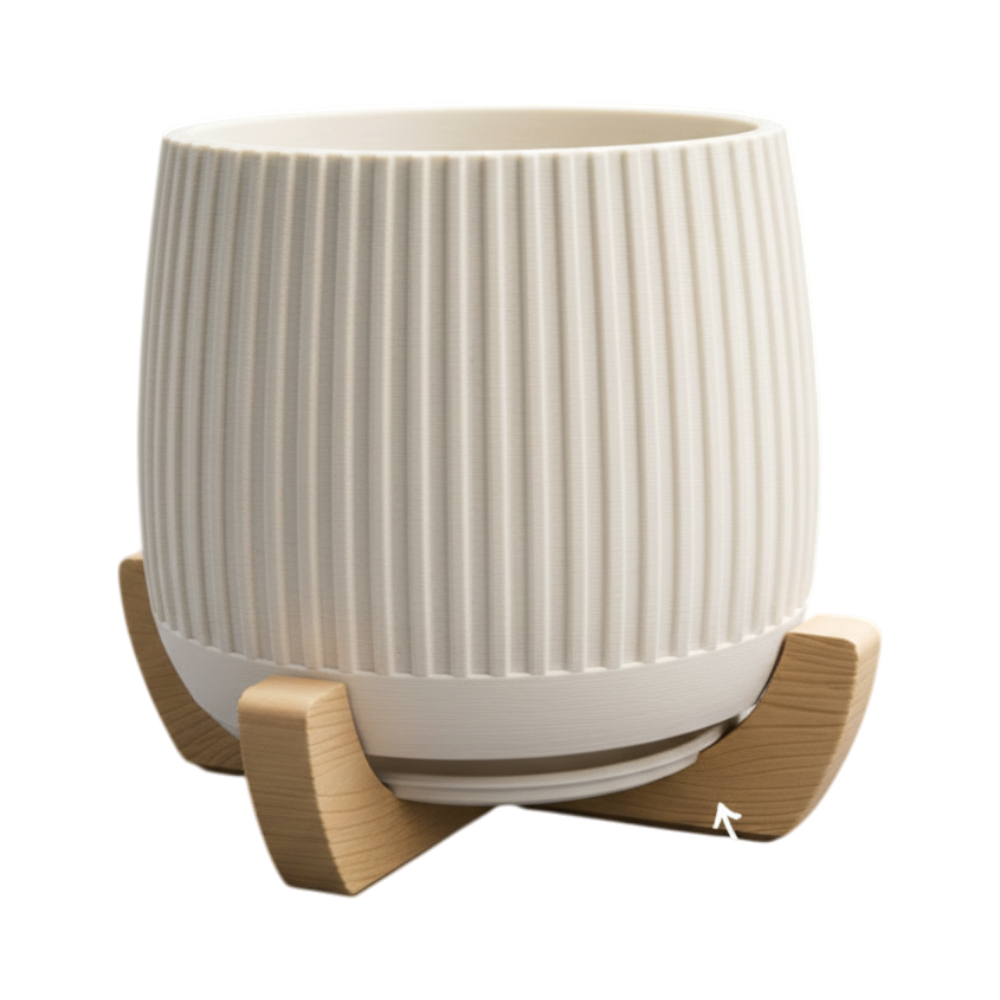 Japandi Planter | Hidden Drip Tray + Stand - Image 4
