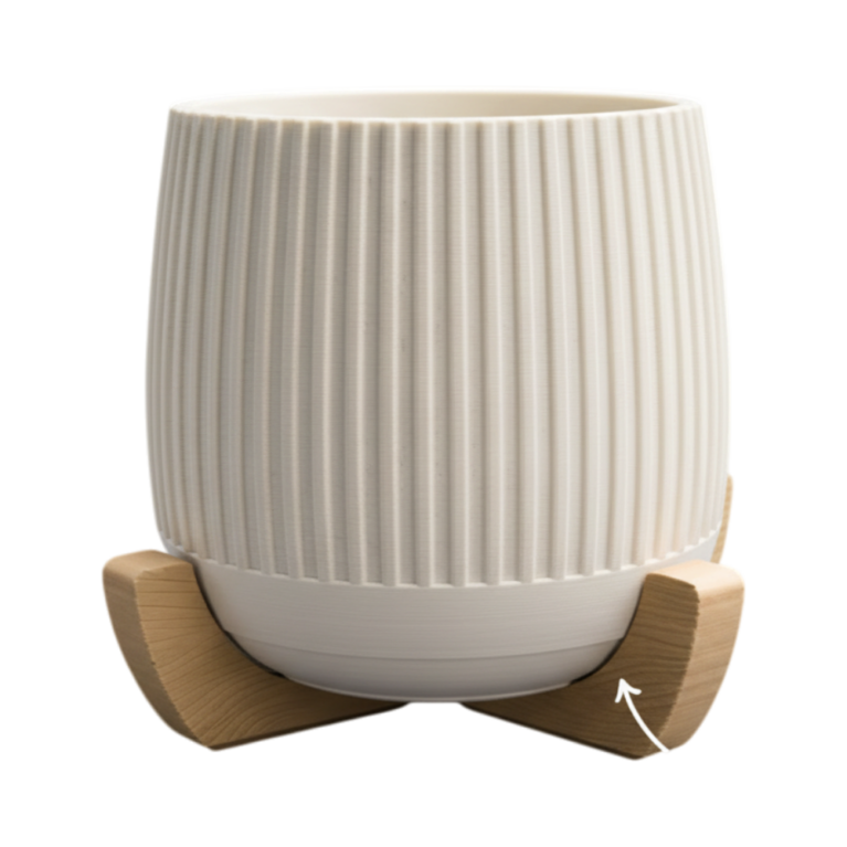 Japandi Planter | Hidden Drip Tray + Stand