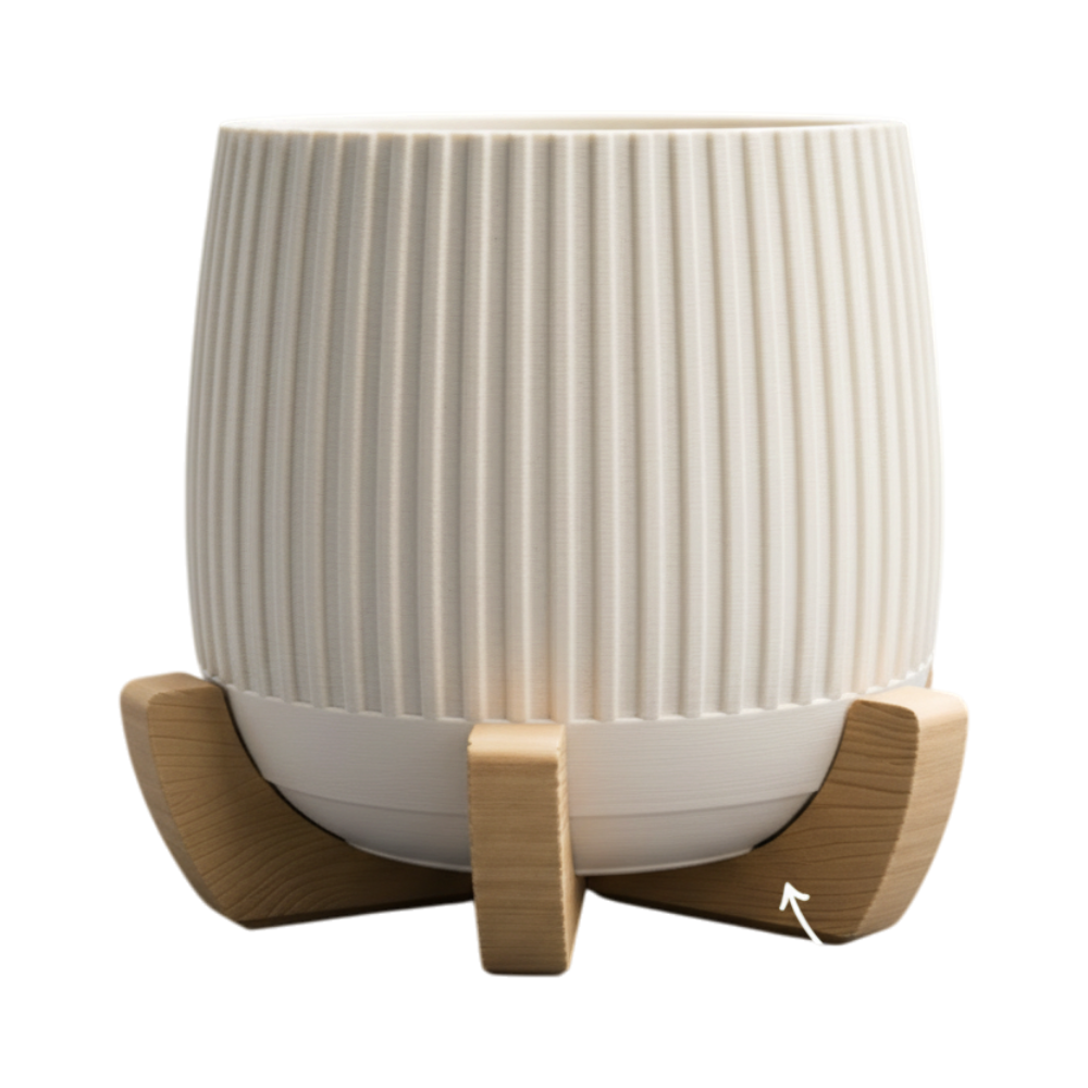 Japandi Planter | Hidden Drip Tray + Stand - Image 3