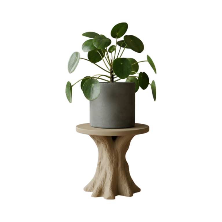 Organic Tree Stump Pedestal Plant Stand Table