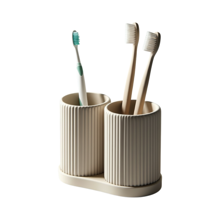 Ribbed Double Toothbrush Holder Set, Organizer