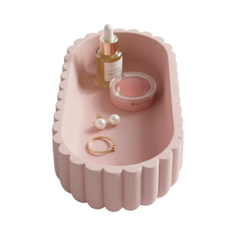Scalloped Oval Vanity Tray - Minimalist Decor