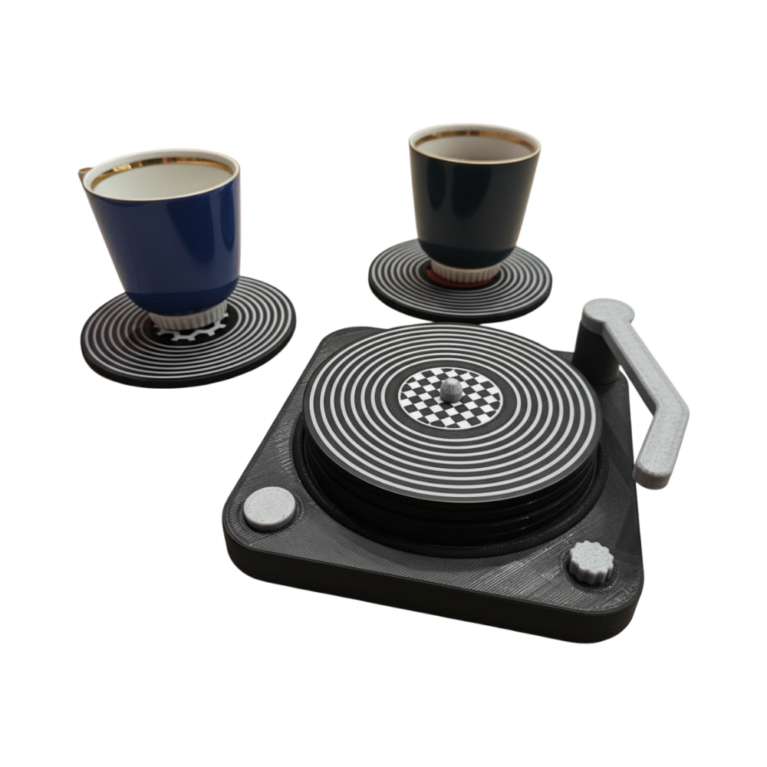 Vintage-Style Vinyl Coaster Set