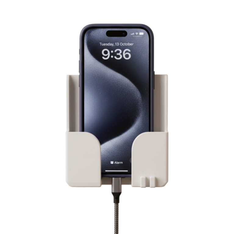 Wall-Mounted Phone Holder with Cable Management