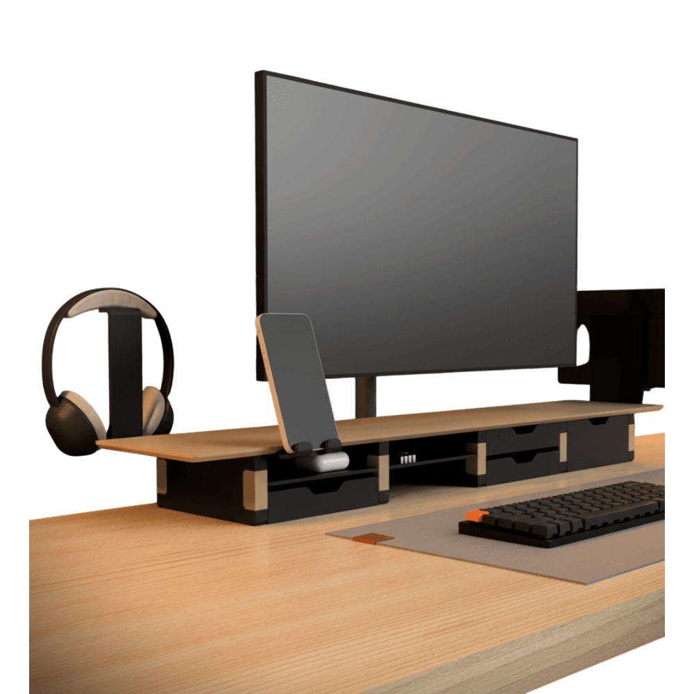 Modular Desk Shelf (Mid Shelf Organizer Set), three-quarter left view